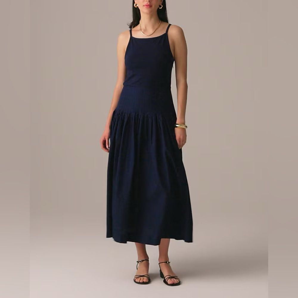 NWT J CREW Pintuck mixy dress in Navy - Picture 3 of 8